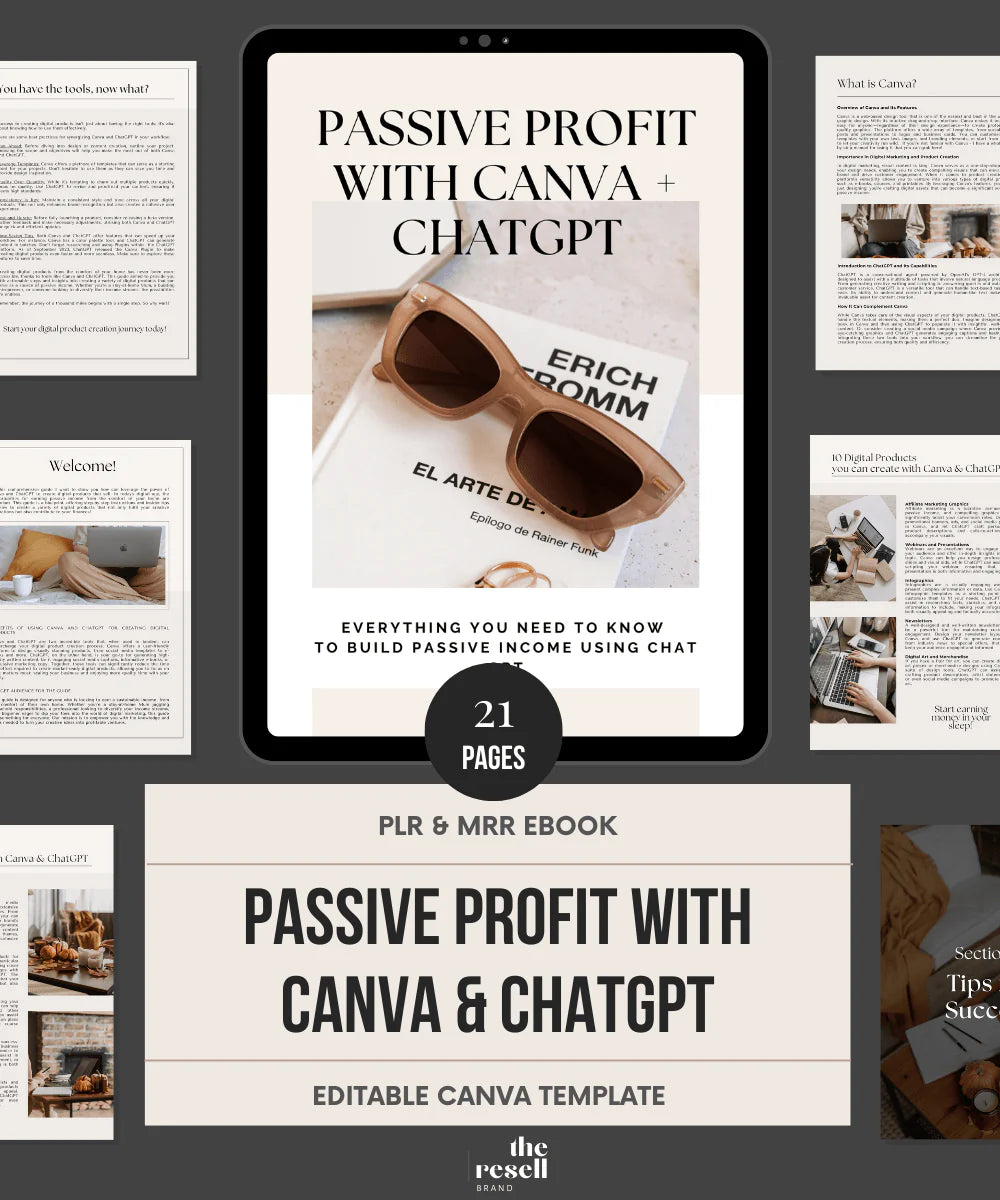 Passive Profit with Canva + ChatGPT | Done For You Ebook | PLR | MRR Resell Rights | Digital Marketing Product Guide