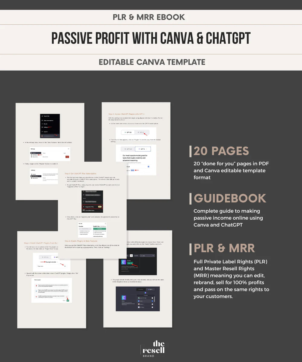 Passive Profit with Canva + ChatGPT | Done For You Ebook | PLR | MRR Resell Rights | Digital Marketing Product Guide
