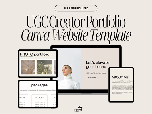 UGC Creator Portfolio Landing Page Canva Website Template | 12-Page Editable Canva Site | Neutral & Minimalist Design | PLR + MRR Included