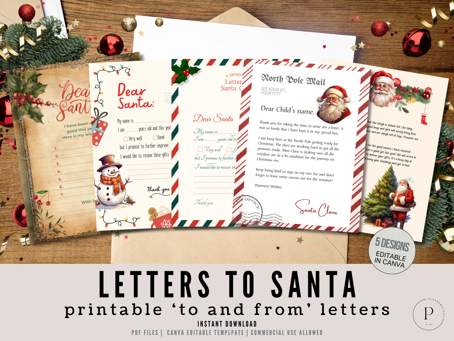 Editable Letters to Santa & From Santa Bundle Kit | Canva Template + PDF Printables | 5 Christmas Letter Designs | Kids Holiday Activity