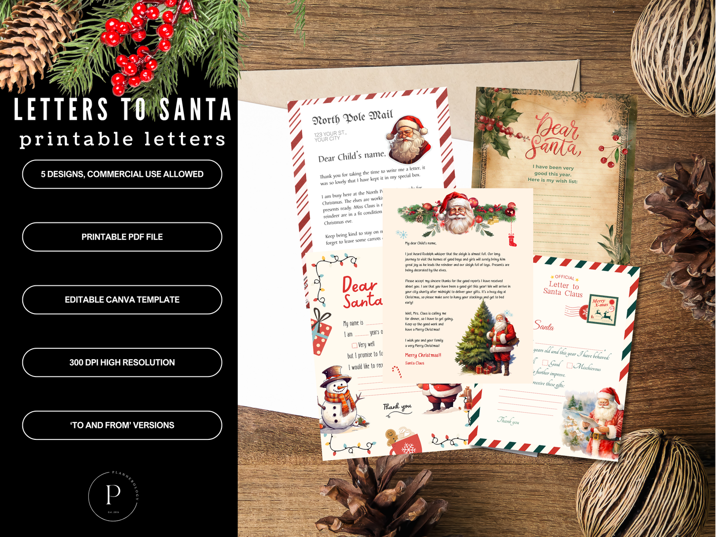 Editable Letters to Santa & From Santa Bundle Kit | Canva Template + PDF Printables | 5 Christmas Letter Designs | Kids Holiday Activity