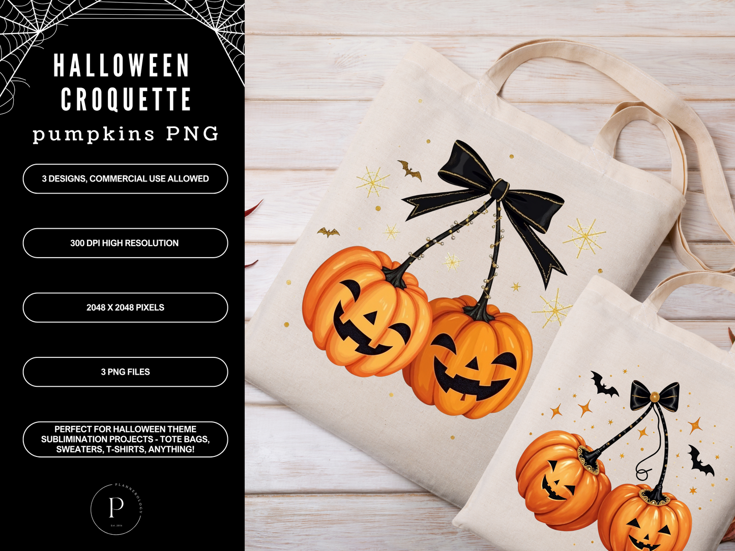 Coquette Halloween Pumpkin PNG Files | 3 Vintage Pumpkins with Bows Designs | Sublimation Clipart for Shirts, Sweaters, Totes