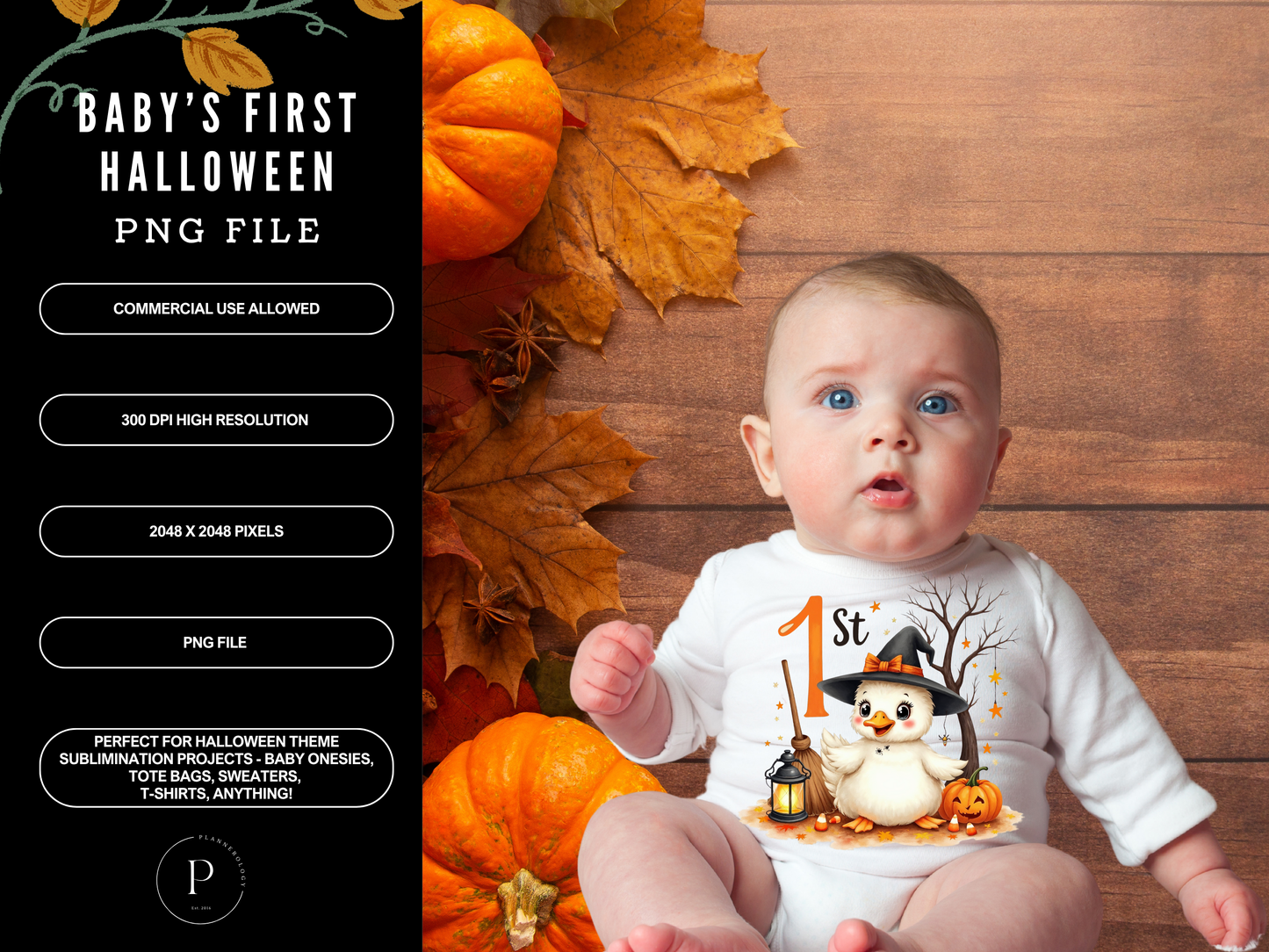 Baby’s 1st Halloween PNG | Cute Fall Sublimation Design for Onesies, Shirts, Mugs, Totes | Digital Download