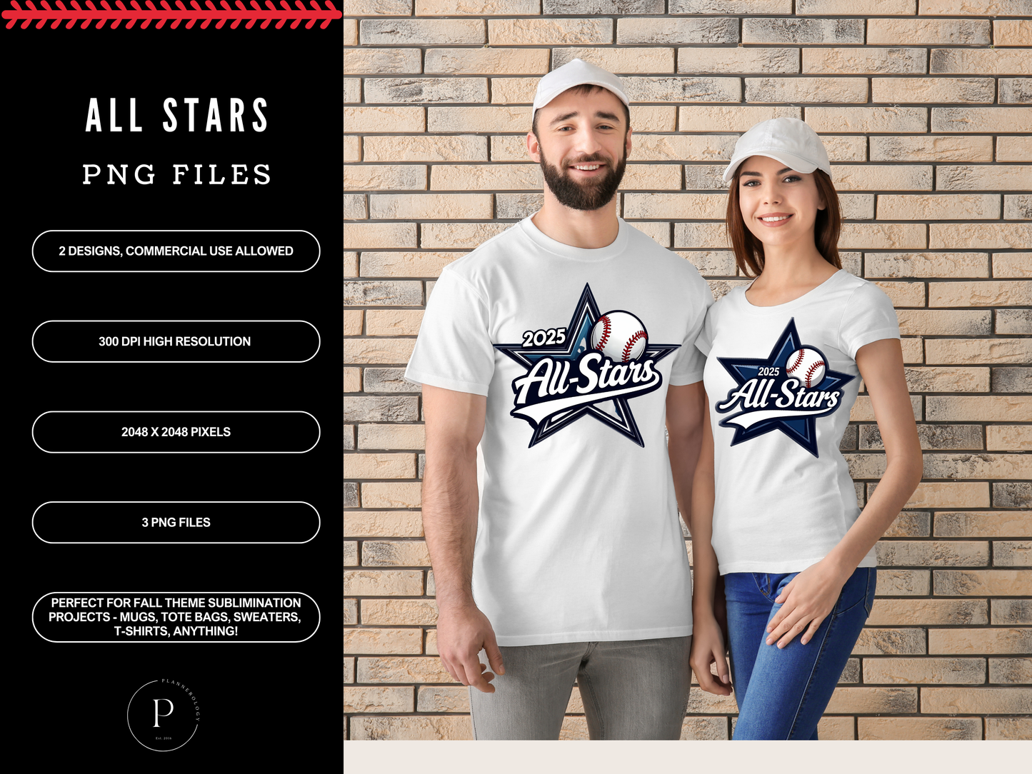 2025 All Stars PNG Set | Sports Sublimation Designs | 2 Variations | Commercial Use | Shirts, Caps, Mugs, Sweaters, Totes