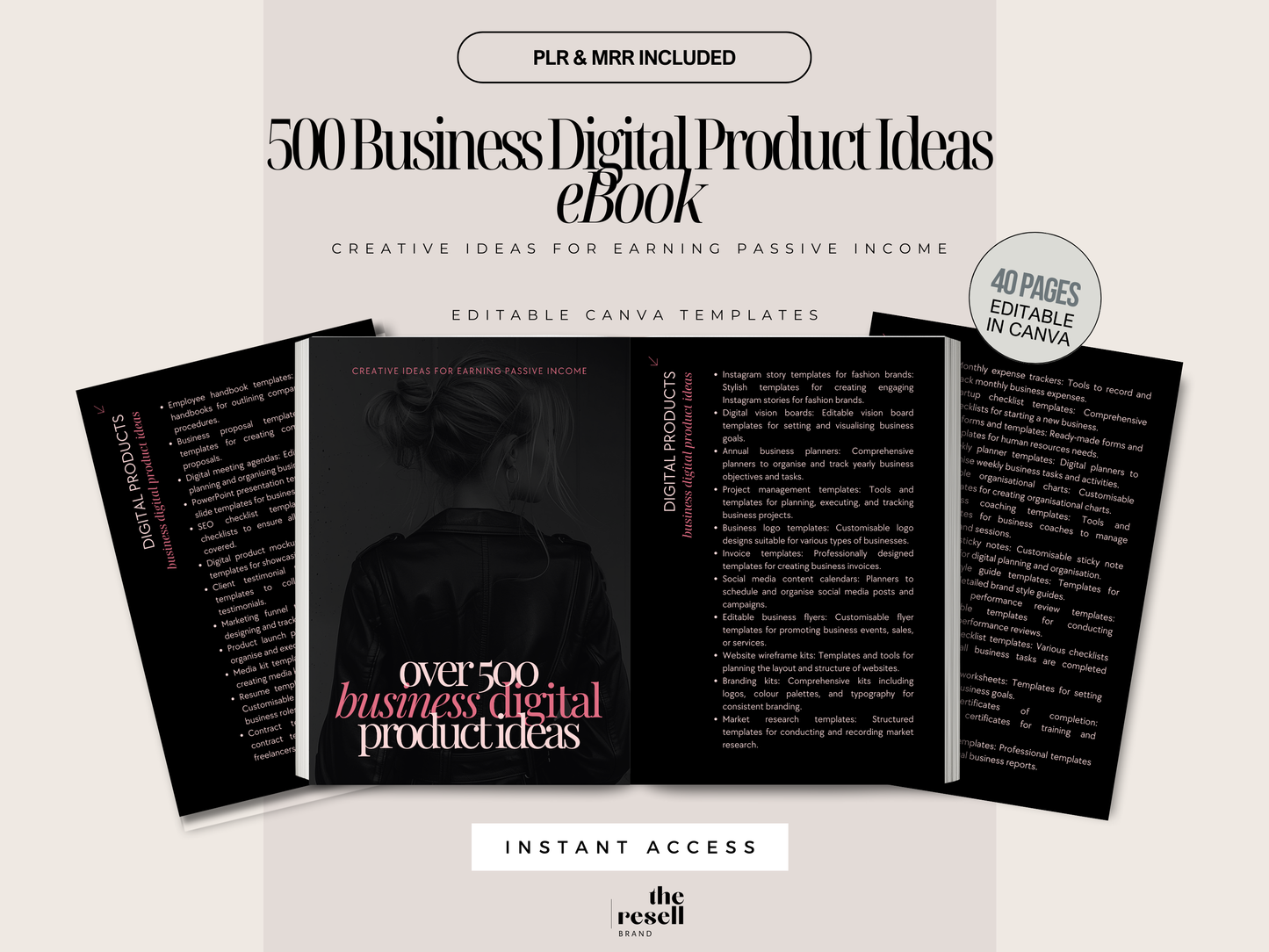 500+ Business Digital Product Ideas eBook | Editable Canva Template + PDF | ChatGPT-Ready Prompts | PLR + MRR Included
