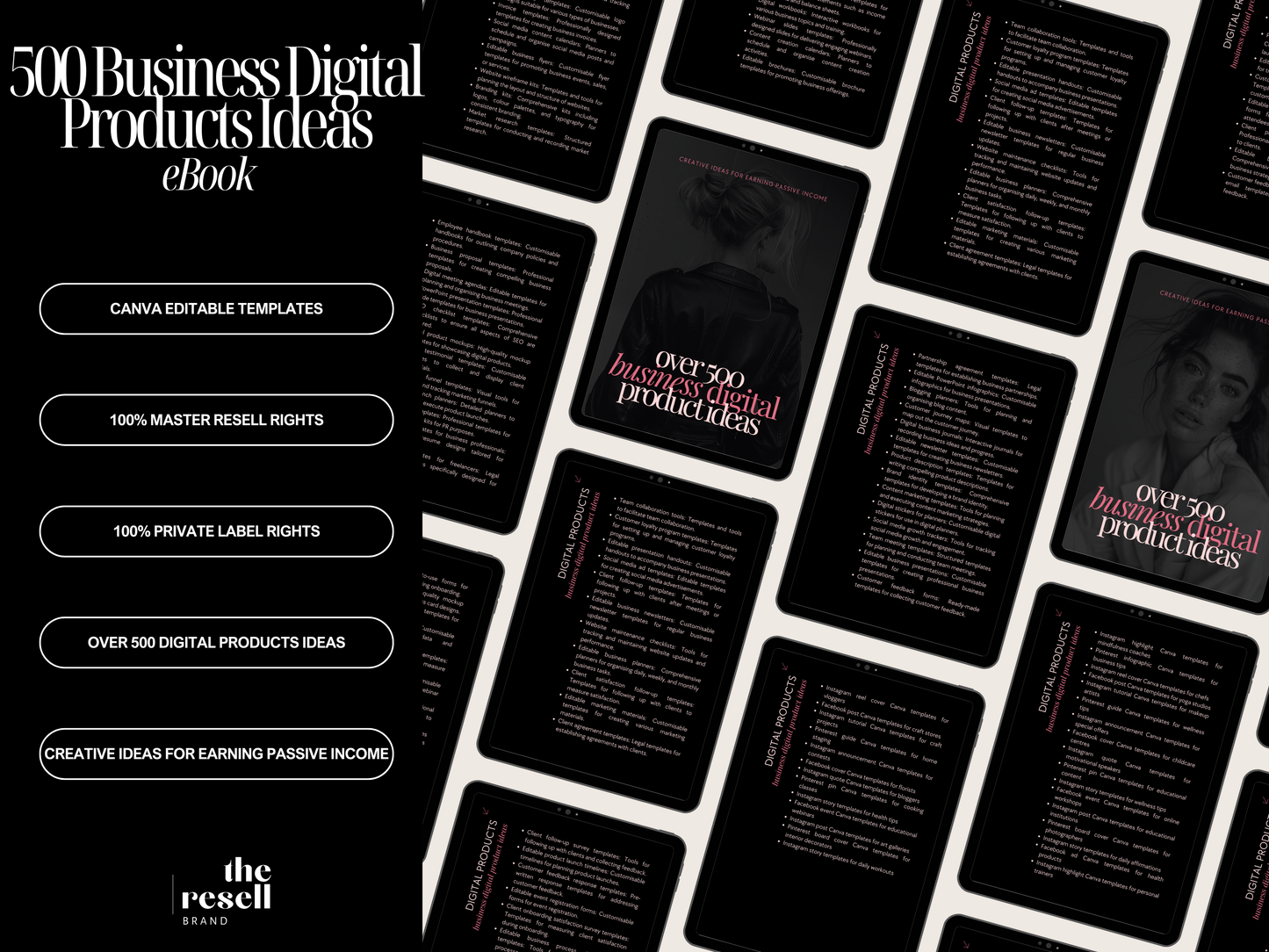 500+ Business Digital Product Ideas eBook | Editable Canva Template + PDF | ChatGPT-Ready Prompts | PLR + MRR Included