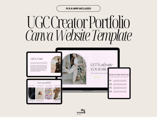 UGC Creator Portfolio Landing Page Canva Website Template | 12-Page Editable Canva Site | Feminine Aesthetic Design | PLR + MRR Included