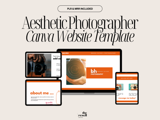 Photographer Website Template Canva | 8-Page Editable Portfolio Site | Minimal Design | PLR + MRR | Digital Product Template