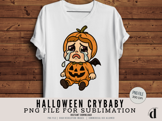 Halloween Crybaby PNG | Cute Spooky Sublimation Clipart | Digital Download for T-Shirts, Mugs, Totes | Commercial Use