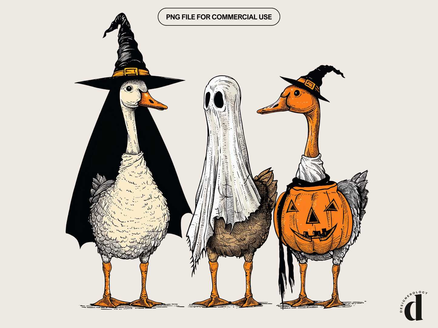 Retro Halloween Goose PNG | Vintage Goose Clipart for Sublimation | Funny Spooky Fall Shirt Design | Commercial Use