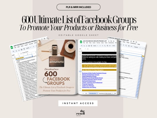 600 Ultimate List of Facebook (FB) Groups To Promote Your Products or Business for Free | PLR & MRR | Google Sheets