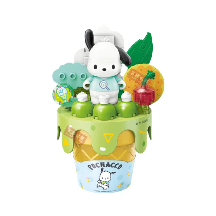 Sanrio Ice cream Cake shape Building Blocks Hello Kitty Cinnamoroll Pompompurin Kuromi Girl Small Children Educational Toy Gifts