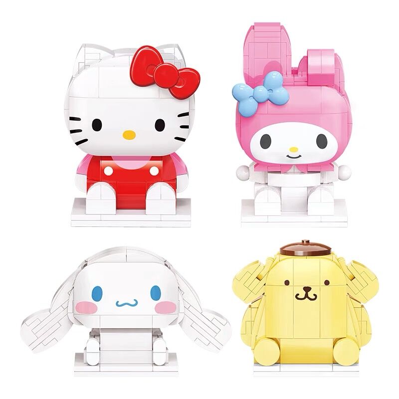 Hello Kitty Building Melody Cinnamoroll Pom Pom Purin Block Block Girl Cat Jade Tiny Children's Educational Toys Gifts