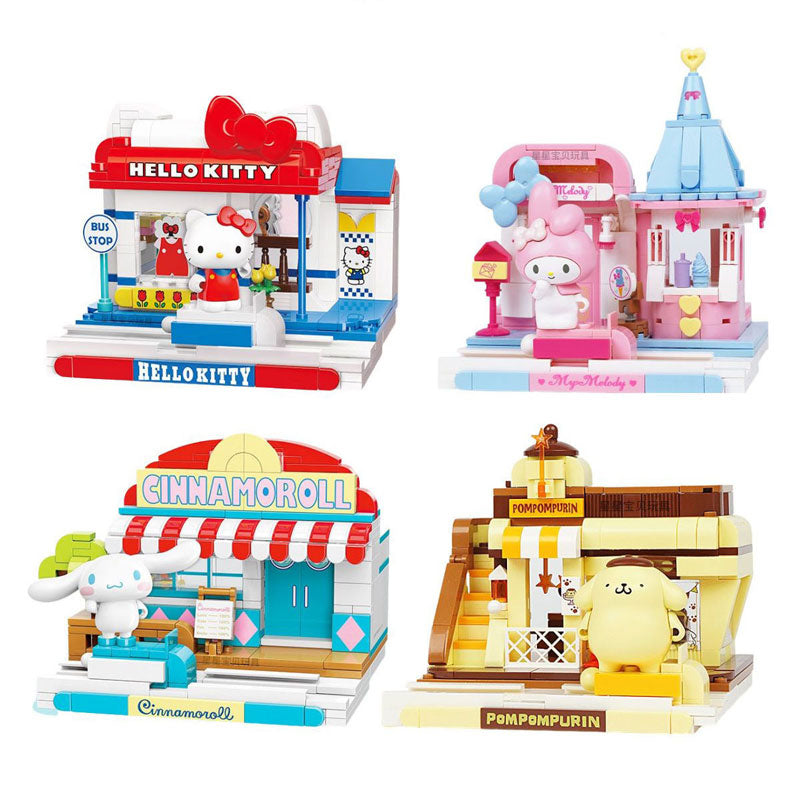 Hello Kitty Building Melody Cinnamoroll Pom Pom Purin Block Block Girl Cat Jade Tiny Children's Educational Toys Gifts