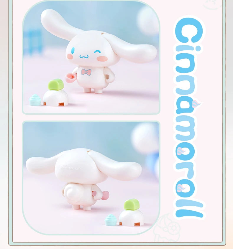 Sanrio Ice cream Cake shape Building Blocks Hello Kitty Cinnamoroll Pompompurin Kuromi Girl Small Children Educational Toy Gifts
