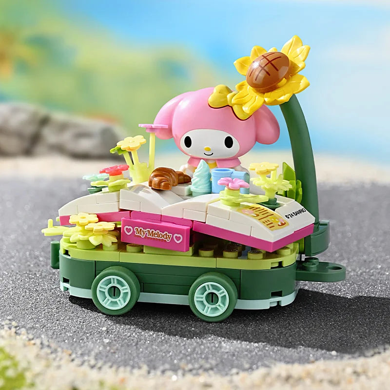 Sanrio Ice cream Cake shape Building Blocks Hello Kitty Cinnamoroll Pompompurin Kuromi Girl Small Children Educational Toy Gifts