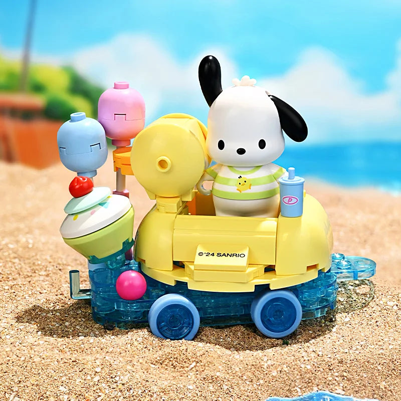Sanrio Ice cream Cake shape Building Blocks Hello Kitty Cinnamoroll Pompompurin Kuromi Girl Small Children Educational Toy Gifts