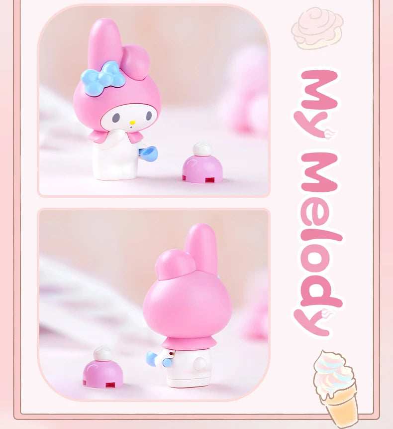 Sanrio Ice cream Cake shape Building Blocks Hello Kitty Cinnamoroll Pompompurin Kuromi Girl Small Children Educational Toy Gifts