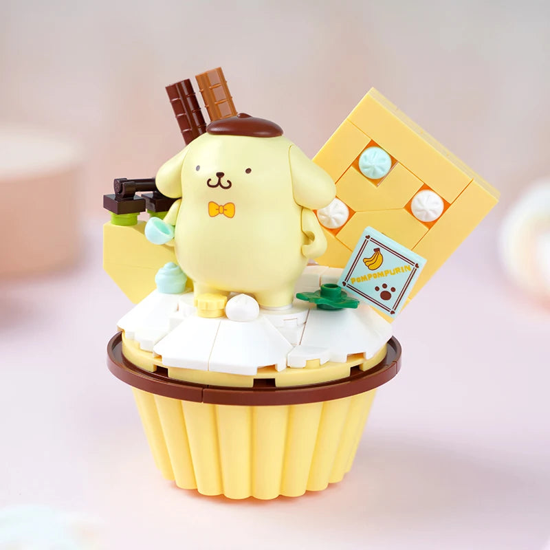 Sanrio Ice cream Cake shape Building Blocks Hello Kitty Cinnamoroll Pompompurin Kuromi Girl Small Children Educational Toy Gifts