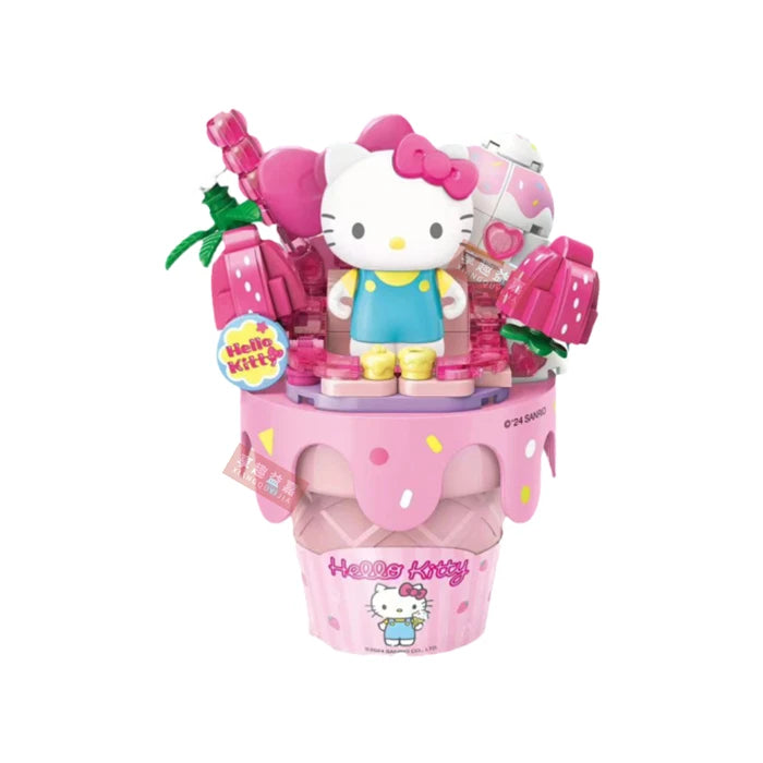 Sanrio Ice cream Cake shape Building Blocks Hello Kitty Cinnamoroll Pompompurin Kuromi Girl Small Children Educational Toy Gifts