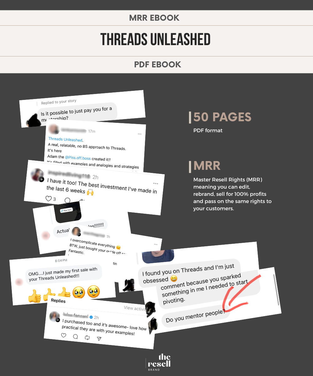 Threads Unleashed eBook Guidebook | MRR | How to Increase Sales & Revenue Through Instagram Threads