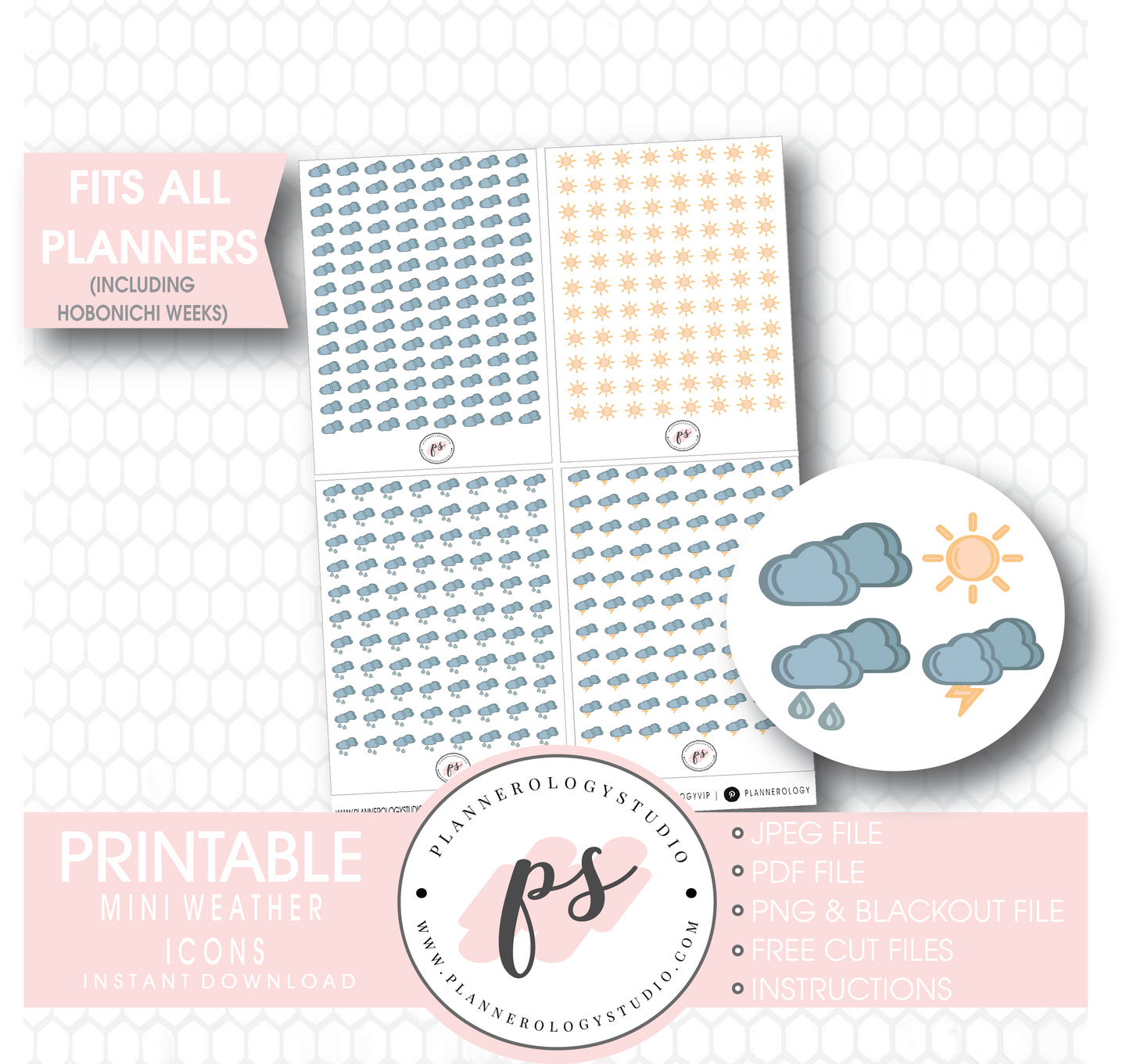 Mini Weather Icon Digital Printable Planner Stickers - Plannerologystudio