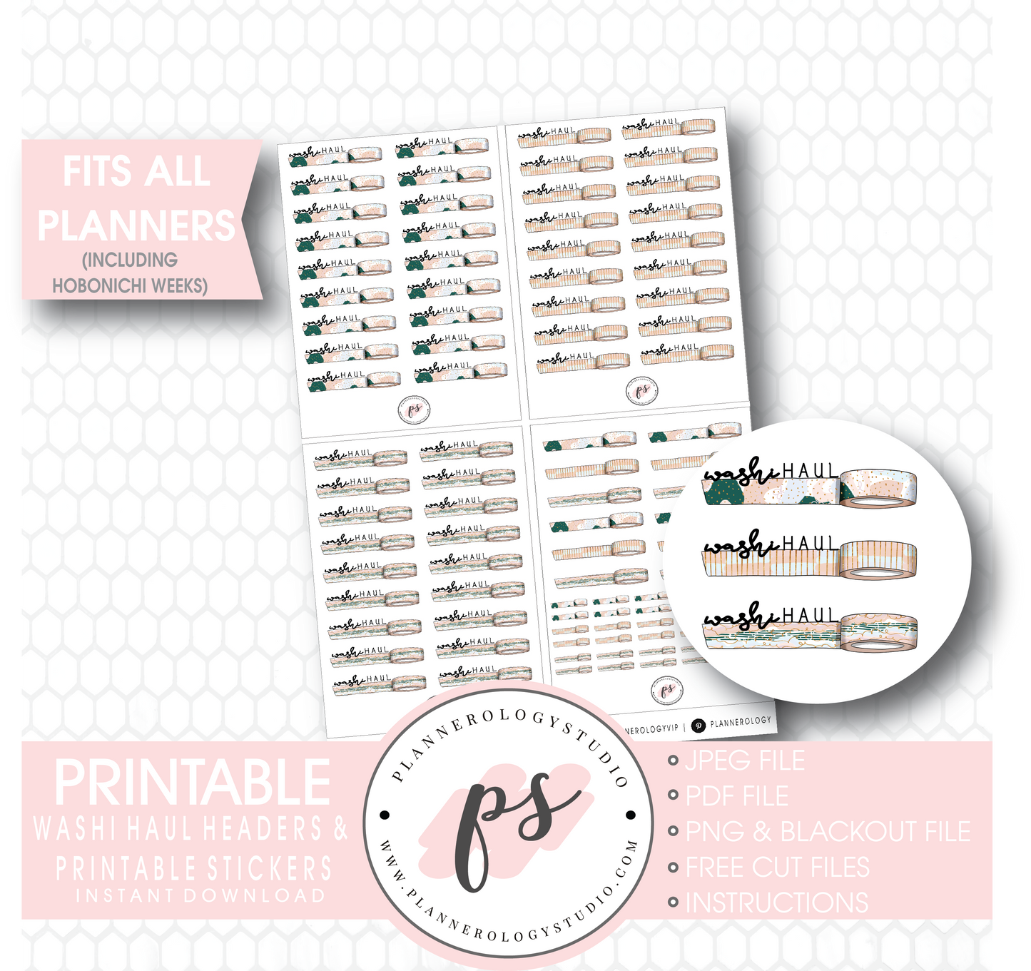 Washi Haul Headers Digital Printable Planner Stickers - Plannerologystudio