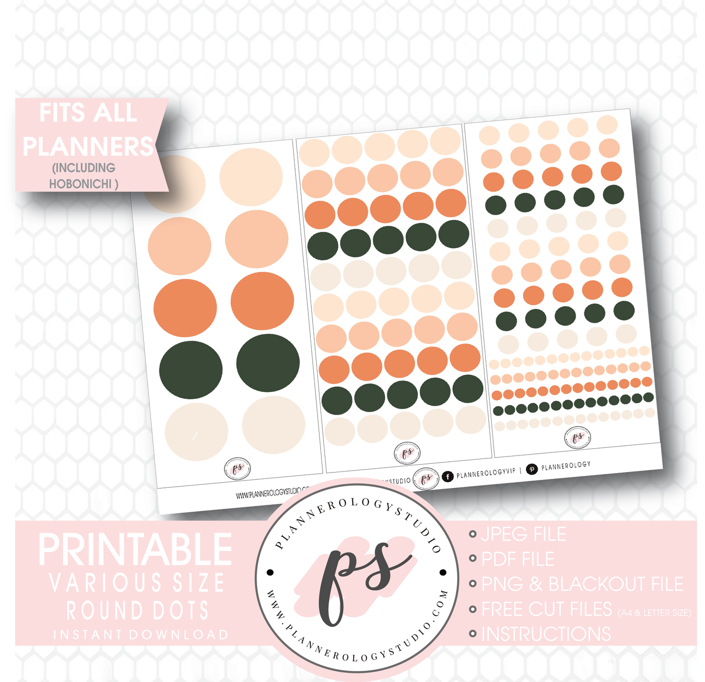 Round Dots & Circles Digital Printable Planner Stickers - Plannerologystudio