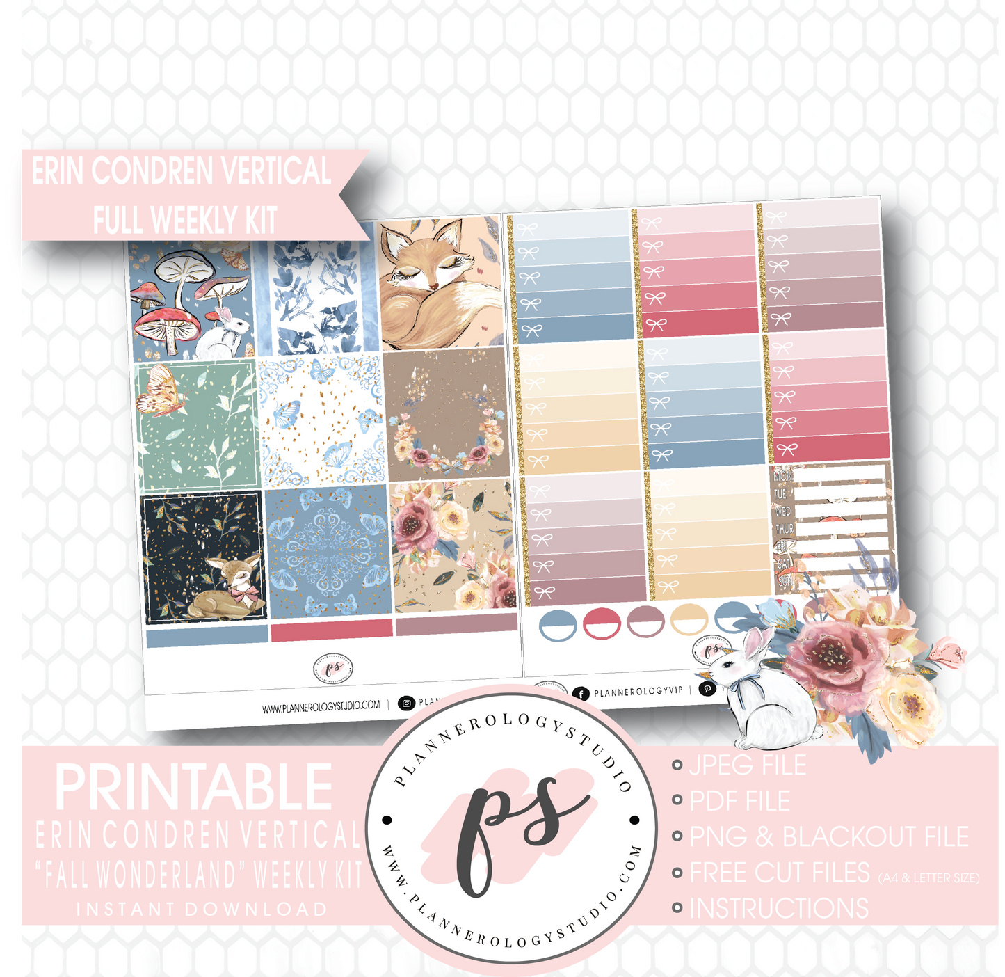 Fall Wonderland Full Weekly Kit Printable Planner Digital Stickers (for use with Erin Condren Vertical) - Plannerologystudio