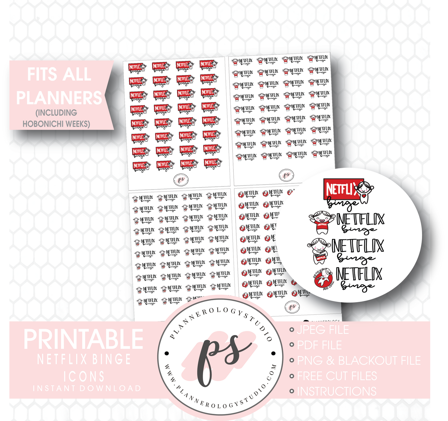 Various Netflix Binge Script & Icons Digital Printable Planner Stickers - Plannerologystudio