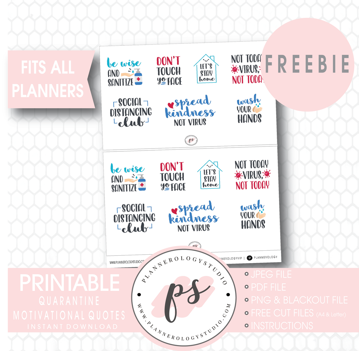 Quarantine Motivational Quotes Digital Printable Planner Stickers (Freebie) - Plannerologystudio