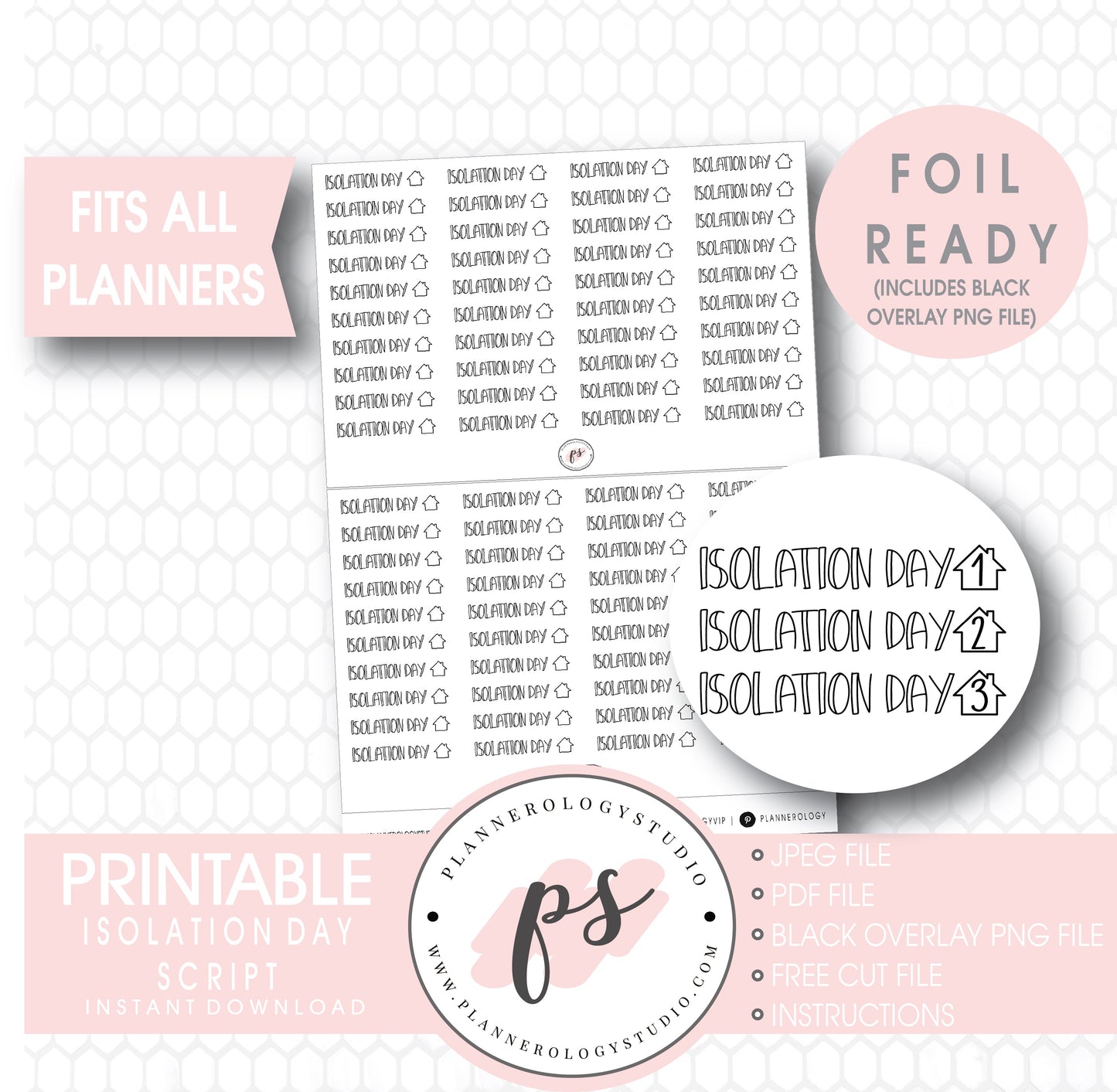 Isolation Day Tracker Bujo Script Digital Printable Planner Stickers (Foil Ready) - Plannerologystudio