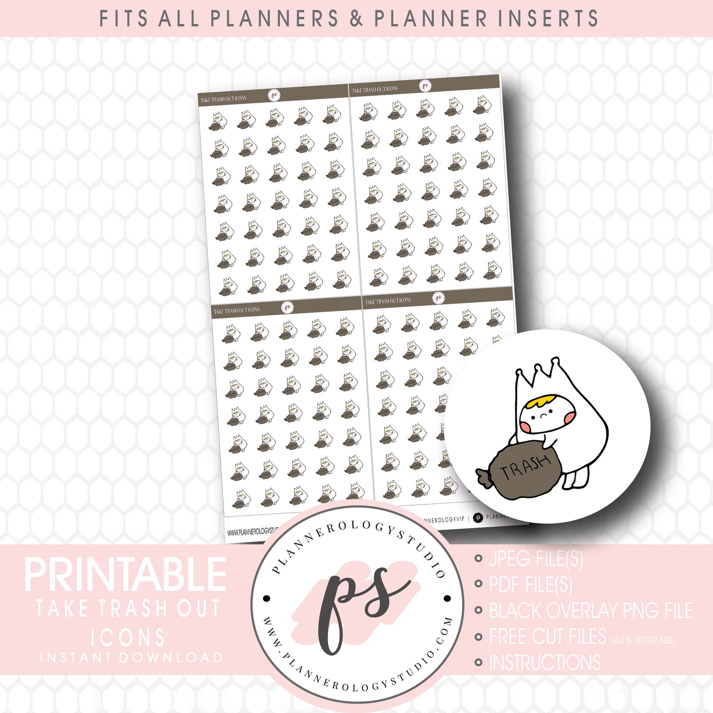 Take Trash Out Bujo Emoticon Icon Digital Printable Planner Stickers