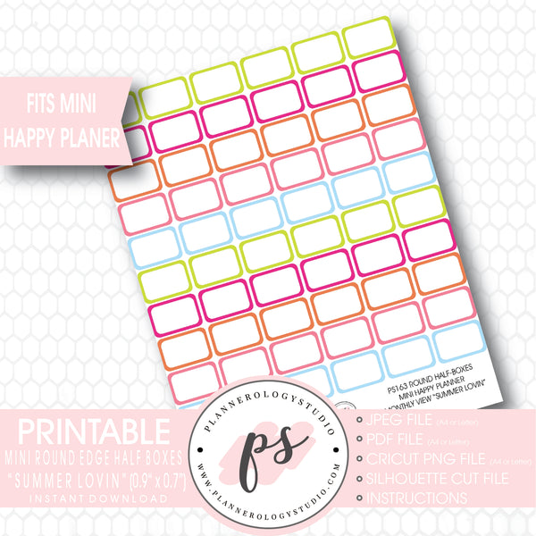 Summer Lovin Mini Round Edge Half Boxes Printable Planner Stickers ( –  Plannerologystudio