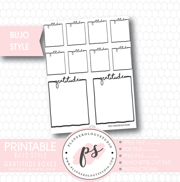 Bullet Journal Bujo Gratitude Boxes Printable Planner Stickers –  Plannerologystudio