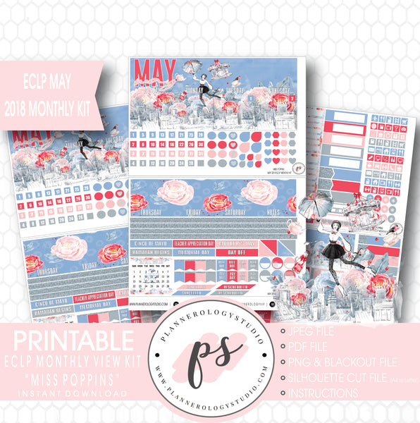 Mary Poppins Monthly Planner Stickers Erin Condren for
