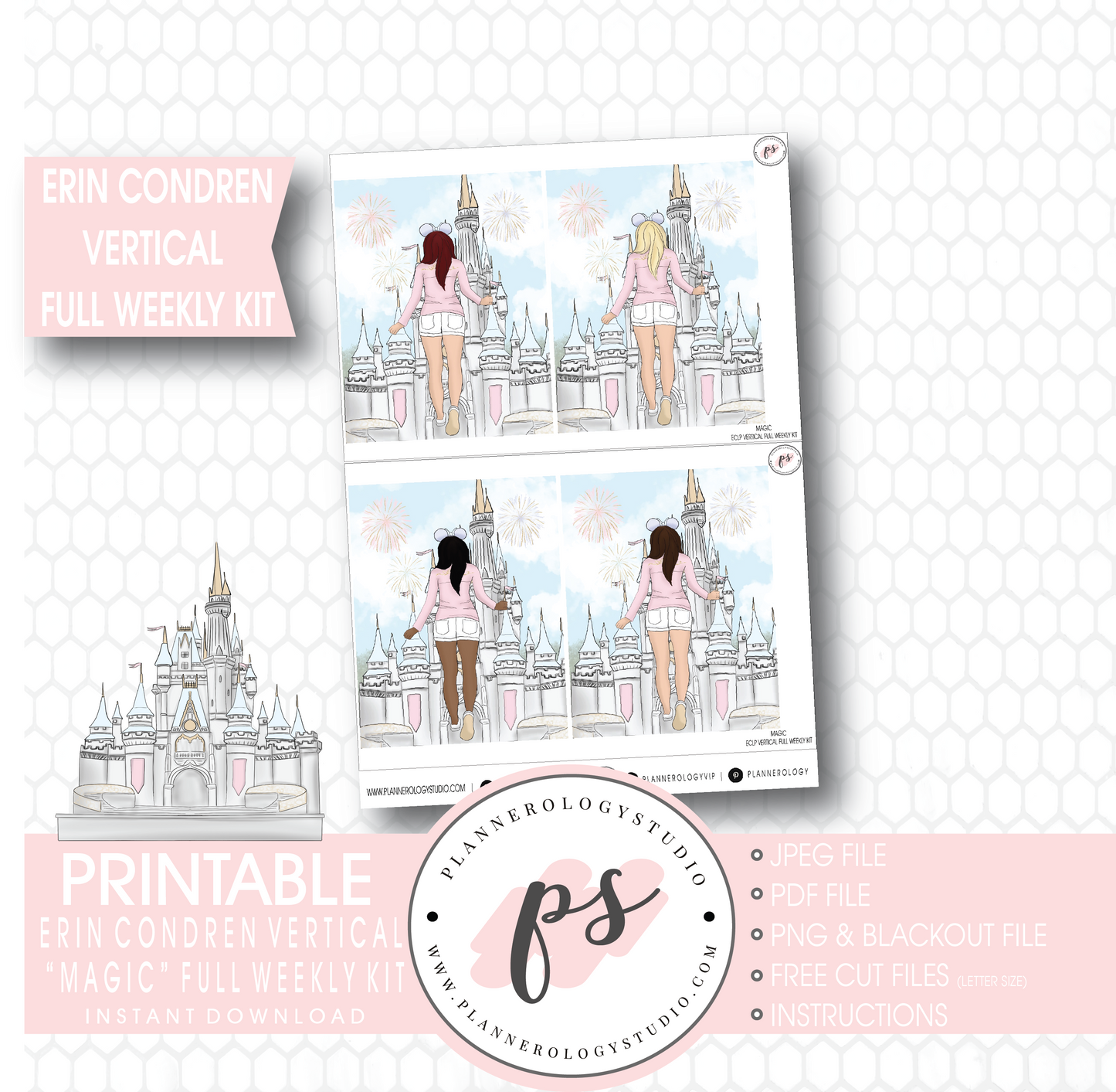 Magic (Disney Inspired) Full Weekly Kit Printable Planner Stickers (for use with Erin Condren Vertical) - Plannerologystudio