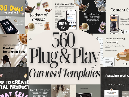 560 Instagram Carousel Templates | Canva Editable Social Media Posts | Aesthetic, Modern, Marketing & Branding Bundle | MRR and PLR