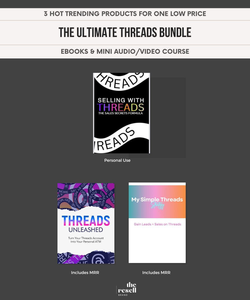 The Ultimate Threads Bundle | 3 Hot Trending IG Threads eBooks & Video Course | MRR & Personal Use |