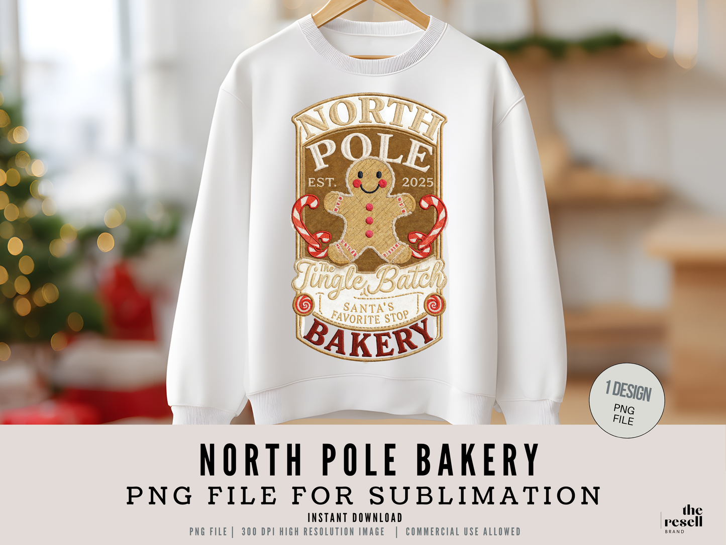 North Pole Bakery PNG | Jingle Batch Gingerbread Christmas Design | Santa’s Favorite Stop Sublimation Art | POD + Commercial Use (Copy)