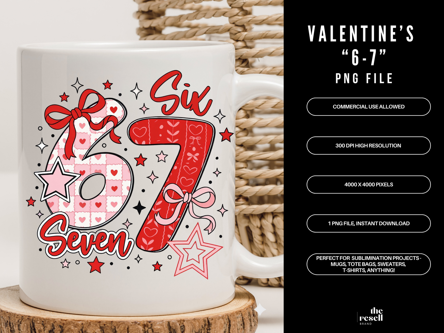 Valentine's Day "6-7" "Six-Seven" 300 DPI PNG Clipart | Birthday Number T-shirt Sweater Sublimation Design | POD & Commercial Use