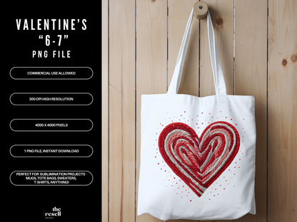 Cozy Yarn Hearts 300 DPI PNG | Valentine Sublimation Design Set | Knitted Heart Clipart for Sweaters, T-Shirts, Totes | POD & Commercial Use