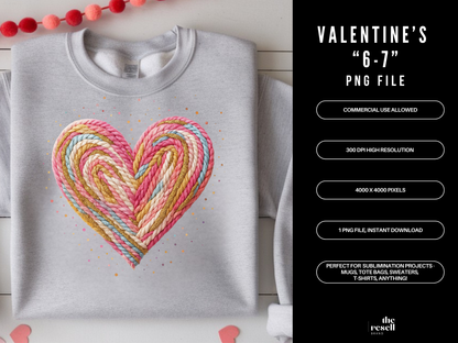 Cozy Yarn Hearts 300 DPI PNG | Valentine Sublimation Design Set | Knitted Heart Clipart for Sweaters, T-Shirts, Totes | POD & Commercial Use