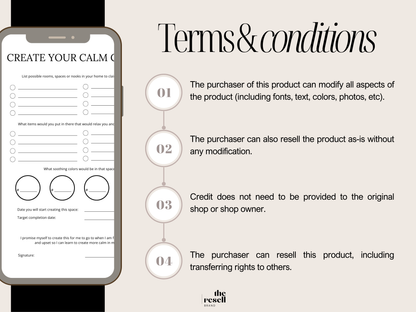 Calming Your Mind Journal Canva Template | 20 Pages Editable | Anxiety Relief Workbook PLR + MRR | Digital Mindfulness Journal