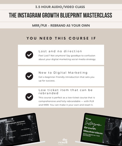 The Instagram Growth Masterclass 3 Hour Video Course | 25 Modules, 99 Videos | Viral IG 101 Blueprint Mini Course | Digital Marketing Course with PLR & MRR