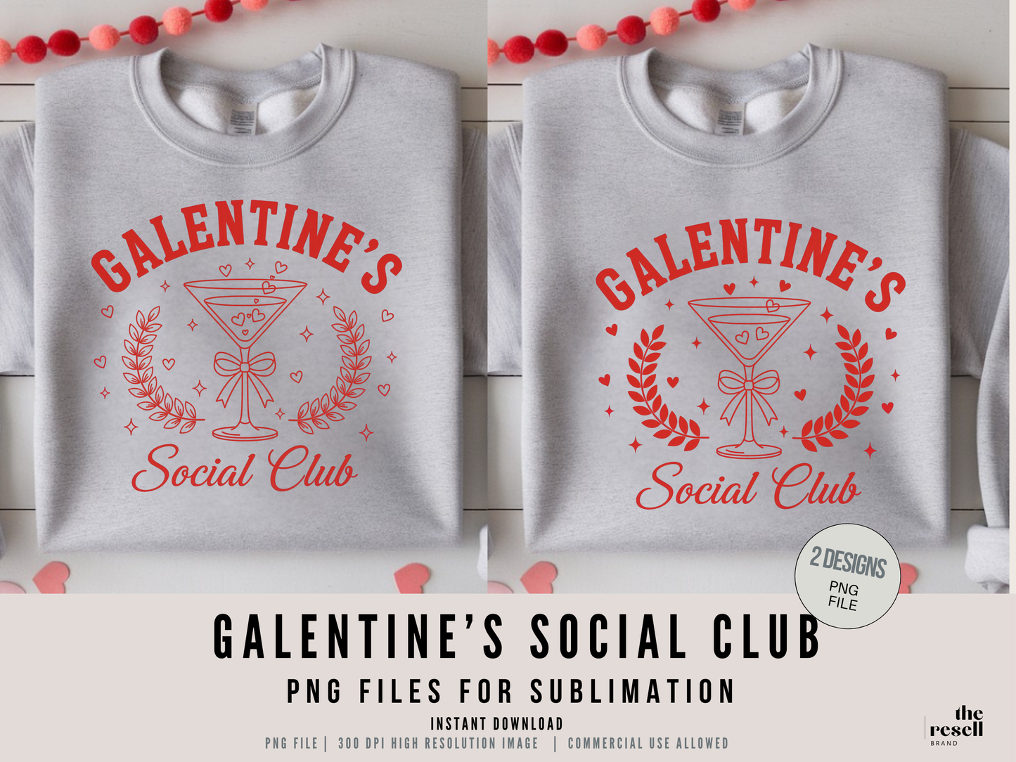 Galentine’s Social Club 2 300 DPI PNG Files Set | Valentine Friends Sublimation Design | Girls Night Shirt Art | POD & Commercial Use