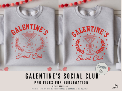 Galentine’s Social Club 2 300 DPI PNG Files Set | Valentine Friends Sublimation Design | Girls Night Shirt Art | POD & Commercial Use