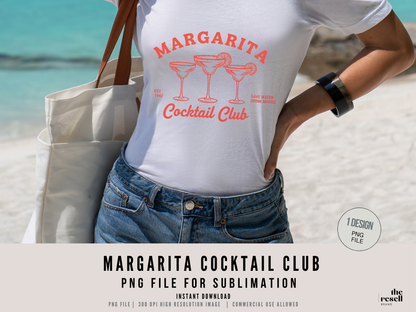 Margarita Cocktail Club 300 DPI PNG | Retro Vintage Margarita Shirt Design | Cocktail Bar Sublimation Art | POD Commercial Use