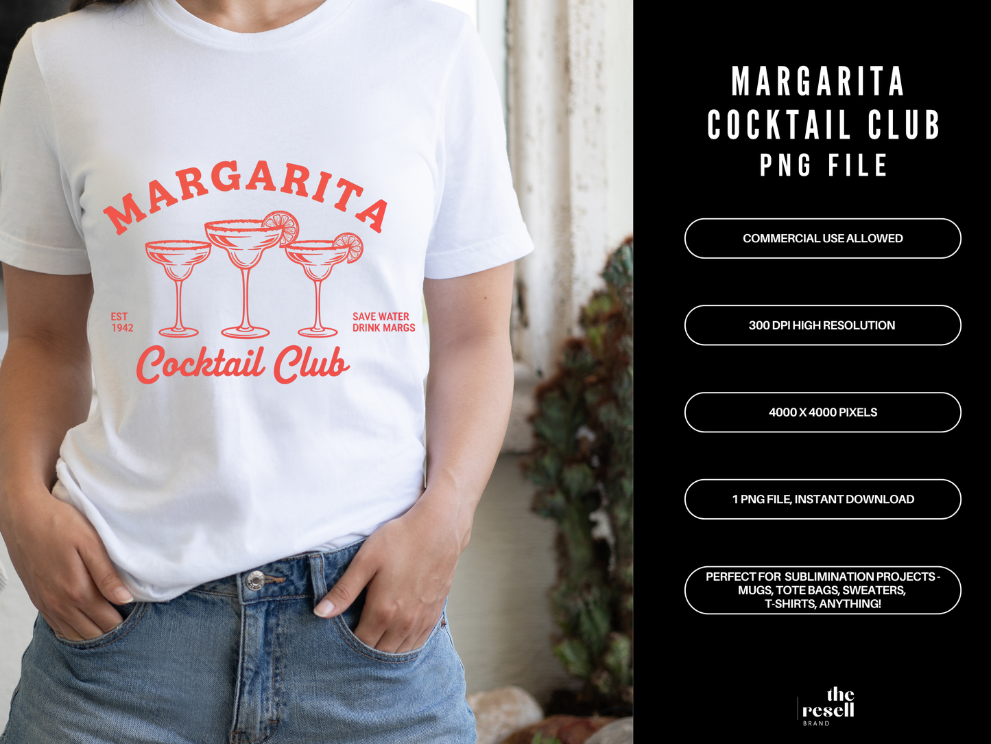 Margarita Cocktail Club 300 DPI PNG | Retro Vintage Margarita Shirt Design | Cocktail Bar Sublimation Art | POD Commercial Use