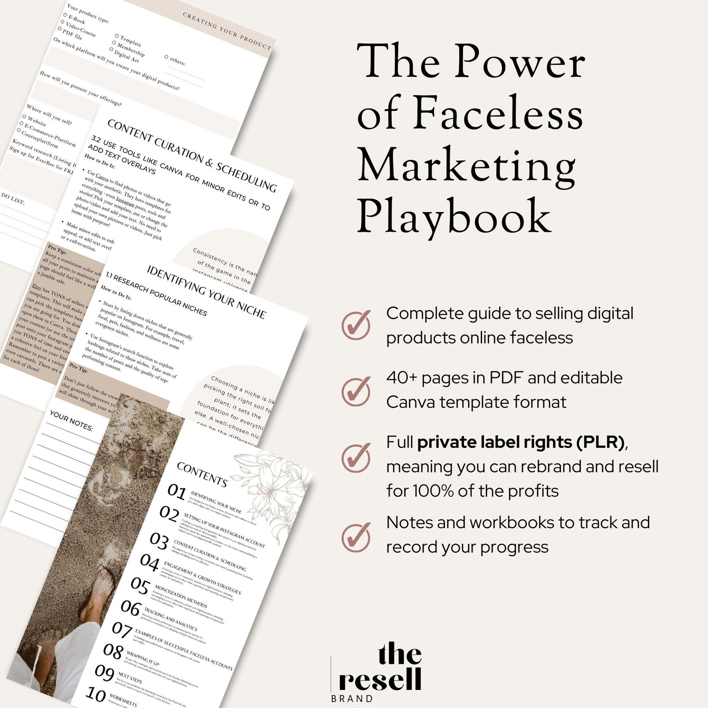 The Power of Faceless Marketing' Playbook | 40+ Pages Digital Marketing Guide | How to Sell Digital Products Online | Master Resell Rights (MRR)| PLR | Canva Editable eBook